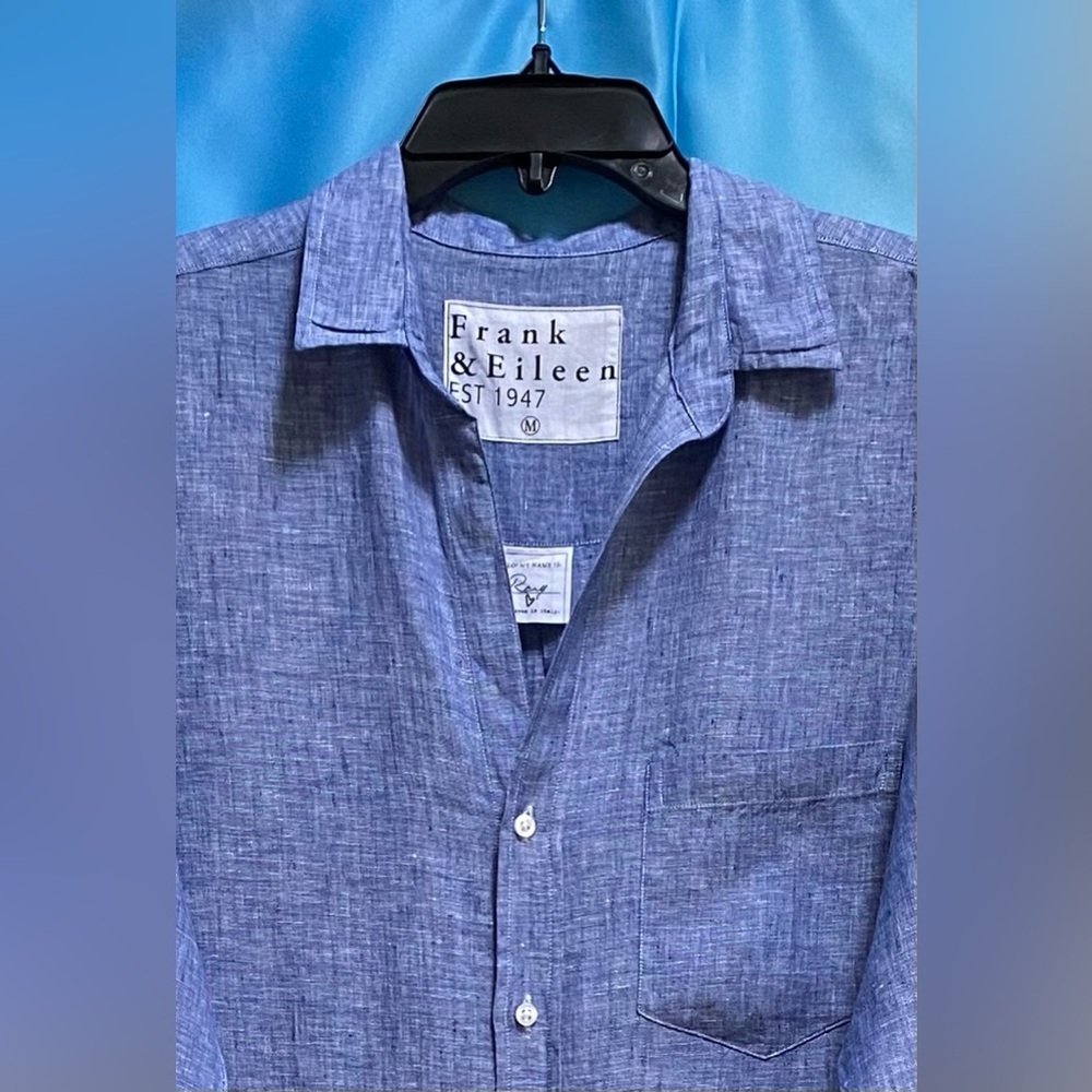 Frank & Eileen Rory Long Sleeve Linen Shirtdress dress Size: M FAMOUS BLUE - Picture 4 of 14